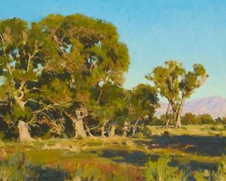 98
Gregory Hull
(b. 1950)
"Owens Valley Meadow"
Oil on canvas
Signed lower left: Hull; titled by repute
36" H x 48" W
Estimate: $3,000 - $5,000