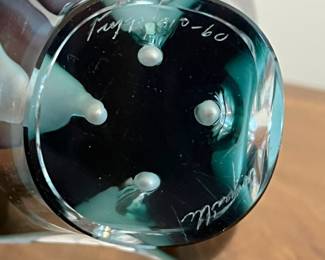 C55 - $75. Flygsfors Coquille Art Glass Vase 1960. Measures 4" wide x 9" tall. 