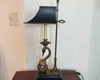 C8 - $175. 1984 Chapman Swan Table Lamp. Measures 25" tall. 