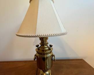 C27 - $100. Russian Samovar Lamp. Measures 9.75" wide x 27.5" tall. 