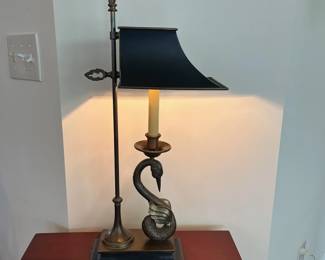 C8 - $175. 1984 Chapman Swan Table Lamp. Measures 25" tall. 