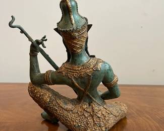 C37 - $40. Vintage Thai Prince Musician Playing Mandolin - Heavy metal. Measures 11.5" x 10" tall. 