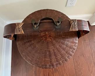 C51 - $250. Vintage Chinese 3 Tier Wedding Basket. Measures 18" diameter x 28" tall. 