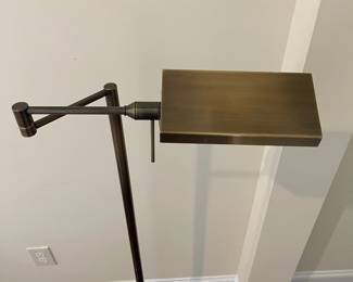C92 - $175. Brass Articulated Floor Lamp. Base is 13" wide x 52" tall. 