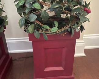 C114 - $45 PAIR of Topiary Trees. Measures 9.5" square at base x 45" tall / 50" tall. 