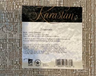C23 - $75. Karastan Titanium 9'4" x 12' 9". New Zealand Wool & Viscose Pile. ***Not typical Karastan quality and the rug has significant wear spots almost down to the base. See photos. 