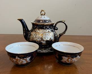 C84 - $45. Vintage Thun Czech 24kt gold painted Cobalt Tea Set. "Original Cobalt"