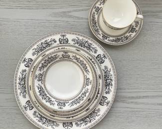 C2 - $1350. Wedgwood Black Columbia. Priced as a SET. If the set doesn't sell complete by Saturday we may break it up. You're welcome to send your interest list to us and offers and if we do split the set we will contact you. 