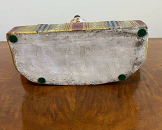 C44 - $150. Polychrome Japanese Hollow Porcelain Statue. Measures 12" wide x 11.5" tall. 