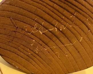 C106 - $50. Teak Wood Carved Crane. (Signed but not legible.) Measures 3.75" x 2.75" x 18.25" tall. 