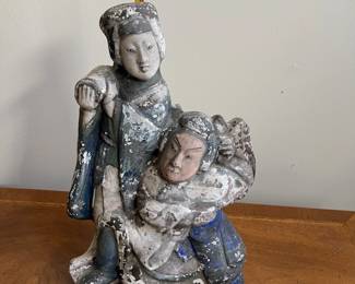 C90 - $75. Japanese Ceramic Sculpture. Measures 12" wide x 16.5" tall. 