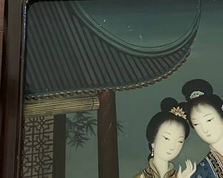 C30 - $450 PAIR of Coordinating Reverse Paintings. Each measures 19.75" x 27.5" framed. Beautiful condition!