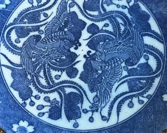 C61 - $40. 1960s Meji Japanese Igezara Platter. Measures 9.75" diameter.