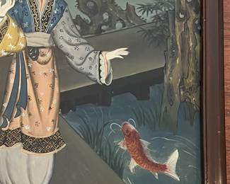 C30 - $450 PAIR of Coordinating Reverse Paintings. Each measures 19.75" x 27.5" framed. Beautiful condition!