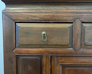 C16 - $225. Asian Antique Cabinet. Solid wood - very light to move. Has 5 Drawers - 1 Middle Cabinet with 2 doors. Measures 38.25" x 17.5" deep x 35.5" tall. Versatile piece for TV or storage!