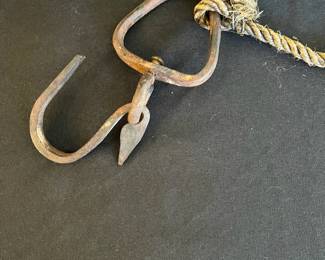 C71 - $100. Vintage Jizai Kagi Japanese Wooden Koin Fish with Hook. Measures 18" long x 6.75" wide. 