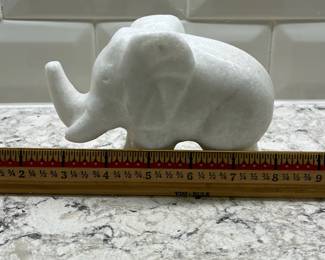 C88 - $20. Small Marble Elephant Statue. Tusks are chipped. 