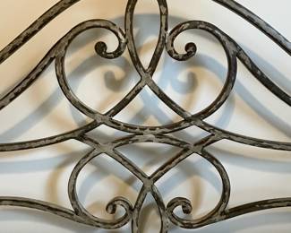 C11 - $1250. Queen Iron Bed Frame. Old Biscayne Designs "Florence". Signed "Gabrielli 08". Headboard is 62" tall. Footboard is 38" tall. Like NEW Original Mattress Factory Mattress (Orthopedic) & Box Spring. They have always been covered. 