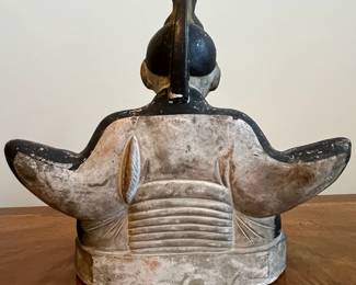 C44 - $150. Polychrome Japanese Hollow Porcelain Statue. Measures 12" wide x 11.5" tall. 