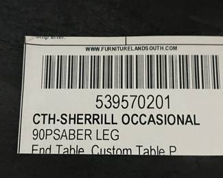 C66 - $425. PAIR of Sherrill Occasional Tables from Furnitureland South. Both are 36" round. Tall one is 26" tall. Shorter is 19" tall. The taller one has some sun fading on the top. (Retail $994 & $825)