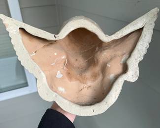 C108 - $50 PAIR. Both have repair to wings. Heavy pottery wall hangings.  