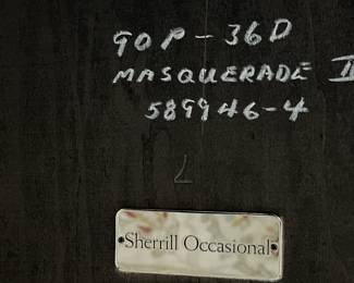 C66 - $425. PAIR of Sherrill Occasional Tables from Furnitureland South. Both are 36" round. Tall one is 26" tall. Shorter is 19" tall. The taller one has some sun fading on the top. (Retail $994 & $825)