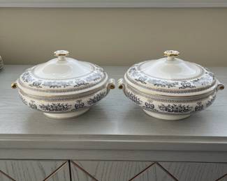 C2 - $1350. Wedgwood Black Columbia. Priced as a SET. If the set doesn't sell complete by Saturday we may break it up. You're welcome to send your interest list to us and offers and if we do split the set we will contact you. 