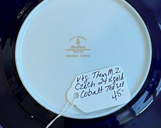 C84 - $45. Vintage Thun Czech 24kt gold painted Cobalt Tea Set. "Original Cobalt"