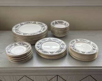 C2 - $1350. Wedgwood Black Columbia. Priced as a SET. If the set doesn't sell complete by Saturday we may break it up. You're welcome to send your interest list to us and offers and if we do split the set we will contact you. 