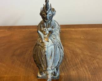 C45 - $50. Korean Warrior Stoneware Teapot. Measures 11.5" x 4" x 10" tall. 