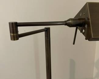 C92 - $175. Brass Articulated Floor Lamp. Base is 13" wide x 52" tall. 