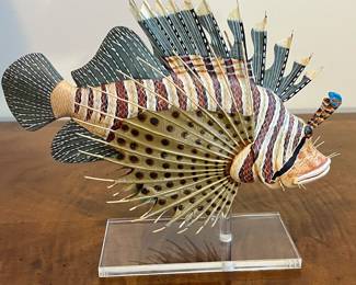 C29 - $75. Decorative Mixed Media Lion Fish made of wood and metal. Measures 10.25" x 8.25" tall. 