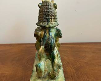 C39 - $75. Foo Dog Designed & Modeled by Seven Moons Studios. 1950. Measures 10" x 5.5" x 13" tall. One corner had chipped off and has been re-glued. 