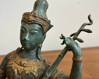 C37 - $40. Vintage Thai Prince Musician Playing Mandolin - Heavy metal. Measures 11.5" x 10" tall. 