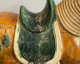 C41 - $200. T'ang Sancai Porcelain Horse.  Measures 20" long x 19.5" tall + base. 