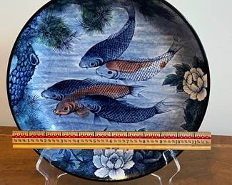 C59 - $40 PAIR Sun Ceramics - Made in Japan. Tray - Measures 13" x 10.75". Round Bowl Measures 12" diameter x 2.5" deep. 