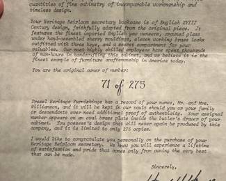 C1 - $2,500. Drexel Heritage Limited Edition Heirloom Federal Style Breakfront China Cabinet. #71/275. Heritage Heirloom Secretary Bookcase. If you're looking for a breakfront for a statement piece this is IT! Absolutely *amazing* condition! Heritage Heirloom Secretary Bookcase. Measures 78" wide x 15" deep x 89" tall. 