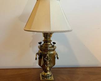 C27 - $100. Russian Samovar Lamp. Measures 9.75" wide x 27.5" tall. 