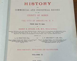 C74 - $250. History of Kings County Including Brooklyn. 1683-1883. Published in1884. EXCELLENT condition for it's age. Lots of pictures and tissue guards intact. 