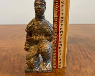 C62 - $50. Soapstone Warrior. Measures 5.5" tall. No issues noted. 