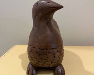 C18 - $40. Carved Bird with hidden compartment on the bottom. Measures 8" long x 4.25" x 7.5" tall. 