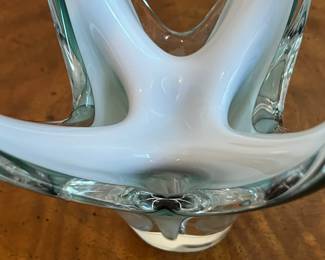 C55 - $75. Flygsfors Coquille Art Glass Vase 1960. Measures 4" wide x 9" tall. 