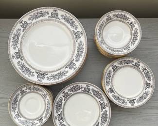 C2 - $1350. Wedgwood Black Columbia. Priced as a SET. If the set doesn't sell complete by Saturday we may break it up. You're welcome to send your interest list to us and offers and if we do split the set we will contact you. 