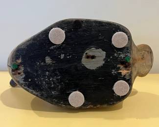 C17 - $125. Unsigned *old* duck decoy with glass eyes and swivel head. Measures 12" x 4.75" wide x 7.25" tall. 