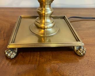 C34 - $175. Bouillotte Lamp by Wildwood Lamp with Metal Shade. Brass Base is 7.5" square x 27" tall. Excellent Condition - no dents in shade. 