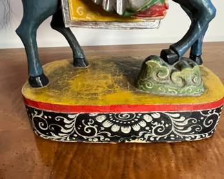 C32 - $95. Chinese Emperor on Horse. Carved wooden statue. Measures 9.5" x 5.5"