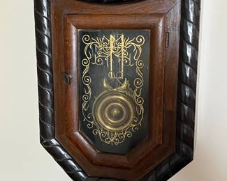 C7 - $75. "Trade Mark" Made in Japan Wall Clock *with* key. Measures 12" x 21.5". Winds and works. Nice loud chime. 