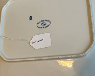 C59 - $40 PAIR Sun Ceramics - Made in Japan. Tray - Measures 13" x 10.75". Round Bowl Measures 12" diameter x 2.5" deep. 