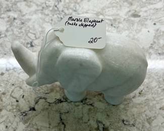 C88 - $20. Small Marble Elephant Statue. Tusks are chipped. 