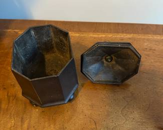 C124 - $55. Cast Iron Lidded Tobacco Box. Measures 5" x 4" x 7" tall. 